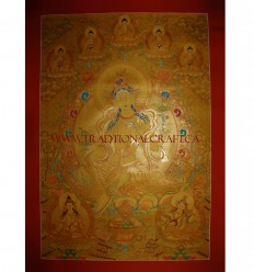 44" x 30.5" Green Tara Thangka Painting