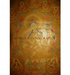 44" x 30.5" Green Tara Thangka Painting