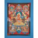 56" x 41" Pancha Manjushri Thangka Painting