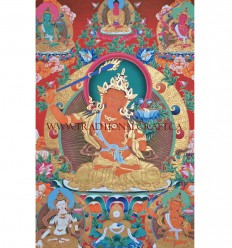 56" x 41" Pancha Manjushri Thangka Painting