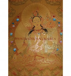 31" x 23" White Tara Thangka Painting