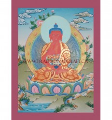 17" x 12.75" Amitabha Buddha Thangka Painting