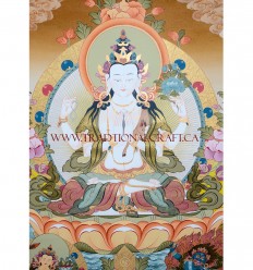 44.25" x 33.75" Chenrezig Thangka Painting