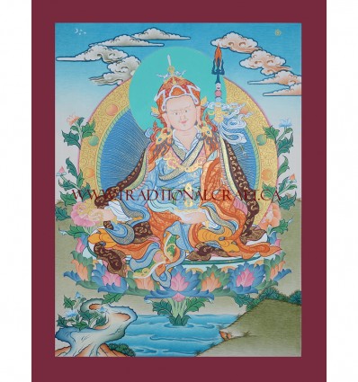 17.25" x 13" Guru Rinpoche Thangka Painting