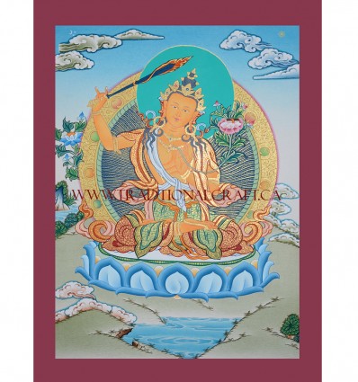 17.25" x 13" Manjushri Thangka Painting