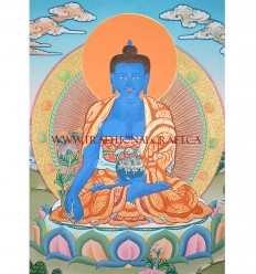 17.25" x 12.75" Medicine Buddha Thangka Painting