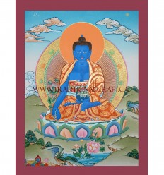 17.25" x 12.75" Medicine Buddha Thangka Painting