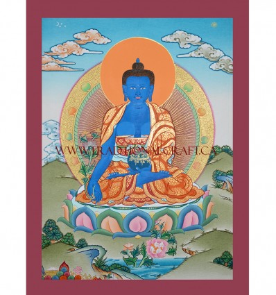 17.25" x 12.75" Medicine Buddha Thangka Painting