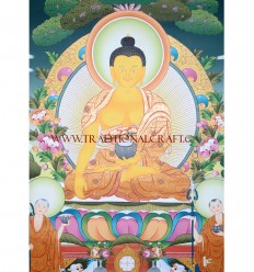 45" x 32.5" Shakyamuni Buddha Thangka Painting