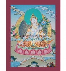 17.25" x 13" White Tara Thangka Painting