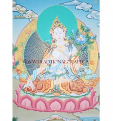 17.25" x 13" White Tara Thangka Painting