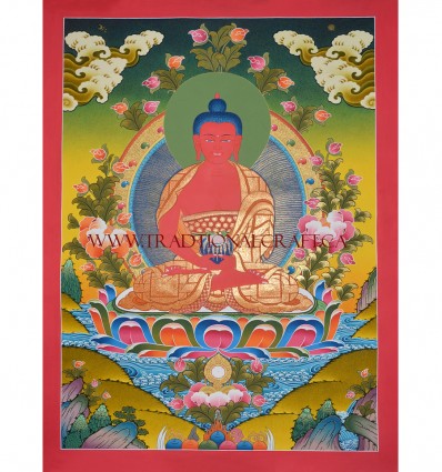 30.25" x 22.5" Amitabha Buddha Thangka Painting