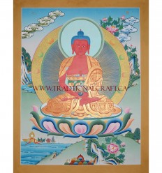 26.25" x 20.5" Amitabha Buddha Thangka Painting