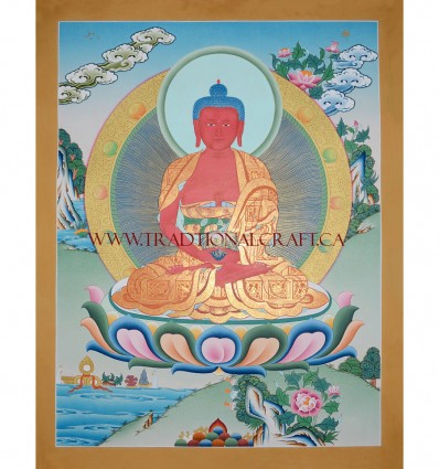 26.25" x 20.5" Amitabha Buddha Thangka Painting