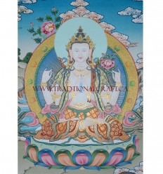 26" x 20.25" Chenrezig Thangka Painting
