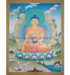 26.25" x 20.25" Shakyamuni Buddha Thangka Painting