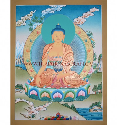 26.25" x 20.25" Shakyamuni Buddha Thangka Painting