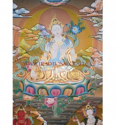 31" x 22.5" White Tara Thangka Painting