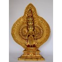 Fine Quality Hand Carved Face Painted 20" Avalokeshvara Gold Gilded Copper Statue From Nepal