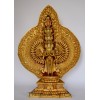 Fine Quality Hand Carved Face Painted 20" Avalokeshvara Gold Gilded Copper Statue From Nepal