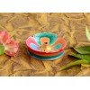 Handcarved and Handpainted Lotus Design Wooden Tibetan Incense Burner from Nepal