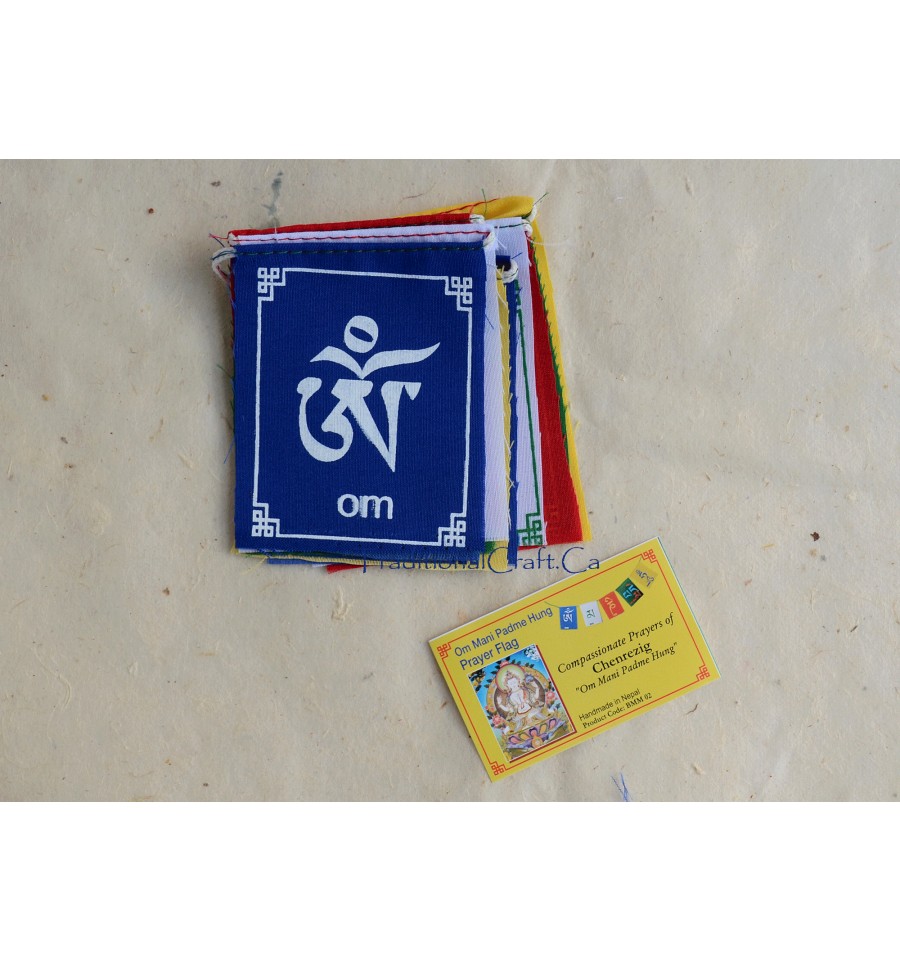 Om Mani Padme Hung Tibetan Prayer Flag Handmade Frm Nepal for altar cars doors 