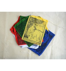 Four Harmonious Friends Five Colored Cotton Prayer Flags - Handmade From Nepal