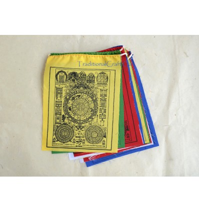 Tibetan Calander Wheel of Astrology Cotton Prayer Flags - Handmade from Nepal