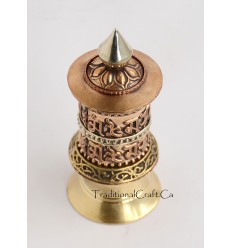 Finely Hand Carved 3.5" Table Top Tibetan Buddhist Prayer Wheel - Handmade Nepal