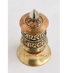 Finely Hand Carved 4" Table Top Tibetan Buddhist Prayer Wheel - Handmade Nepal