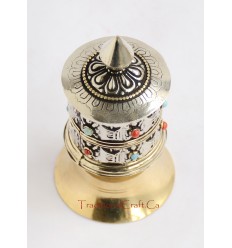 Finely Hand Carved 4" Table Top Tibetan Buddhist Prayer Wheel - Handmade Nepal