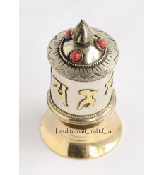 Finely Hand Carved 4" Table Top Tibetan Buddhist Prayer Wheel - Handmade Nepal