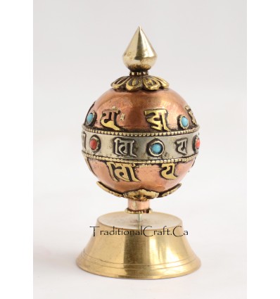 Finely Hand Carved 4" Table Top Tibetan Buddhist Prayer Wheel - Handmade Nepal