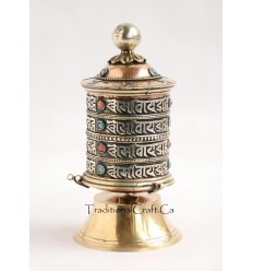 Finely HandCarved 5.25" Table Top Tibetan Buddhist Prayer Wheel - Handmade Nepal