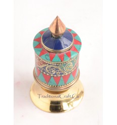 Finely Hand Carved 4" Table Top Tibetan Buddhist Prayer Wheel - Handmade Nepal