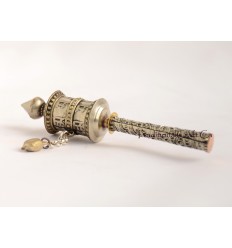 Hand Carved Tibetan Buddhist 4.25" Hand Held Mini Prayer Wheel - Handmade Nepal