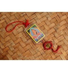 Yellow Dzambhala Protection Tibetan Car Hanging Amulet - Handmade in Nepal