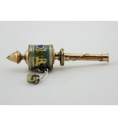 Hand Carved Tibetan Buddhist 2.5" Hand Held Mini Prayer Wheel - Handmade Nepal