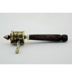 Hand Carved Tibetan Buddhist 5" Hand Held Small Prayer Wheel - Handmade Nepal 