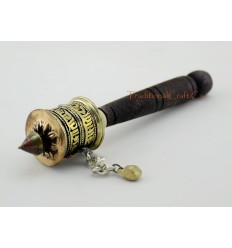 Hand Carved Tibetan Buddhist 5" Hand Held Small Prayer Wheel - Handmade Nepal 