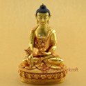 Hand Made Copper Alloy with Gold Gilded 8.25" Medicine Buddha Statue