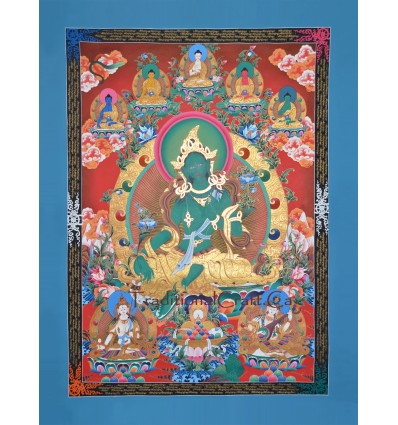 56.25" x 41" Green Tara / Dolma Buddhist Tibetan Thangka/Thanka Painting Nepal