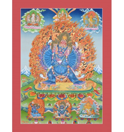 52.25" x 38" Yamantaka / Jigche Tibetan Buddhist Thangka/Thanka Painting Nepal