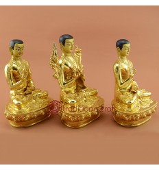 Fine Quality Hand Carved 8" Guru Tsongkhapa Statues Set 