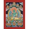 32.5" x 23.5" Green Tara / Dolma Tibetan Buddhist Thangka/Thanka Painting Nepal