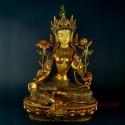 Fine Quality 18.5" Green Tara Colored Copper Statue From Patan