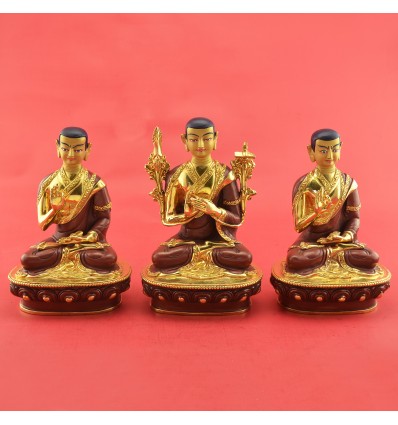 Fine Quality 8" Guru Tsongkhapa Statues Set