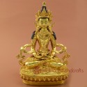 Fine Quality Gold Gilded 9" Aparmita Copper Hand Carved Gold Face Painted Statue from Patan, Nepal