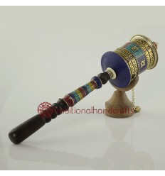 Hand Carved  12" Hand Held Prayer Wheel