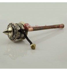 Hand Carved  8.5" Hand Held Prayer Wheel